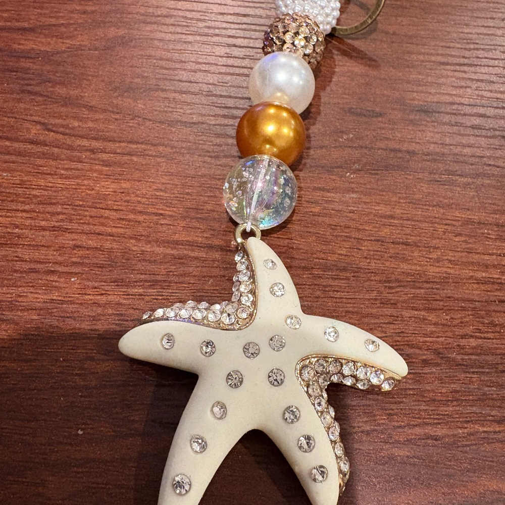 Starfish Pendant Bag Charm with Beads
